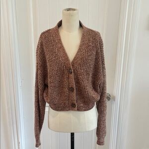 Cozy Brown Knit Cardigan Sweater
